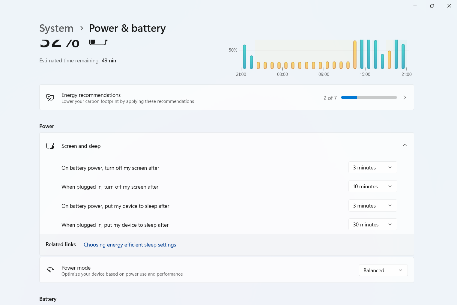 Laptop Sleep and Screen settings