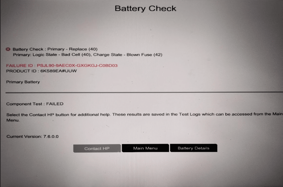 HP battery error codes