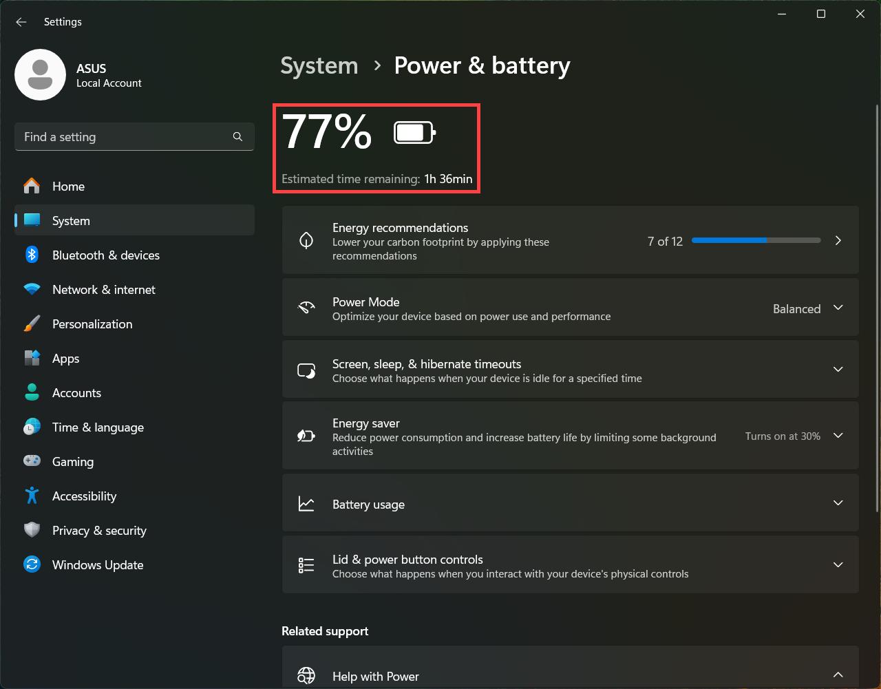 ASUS Laptop Battery draining fast