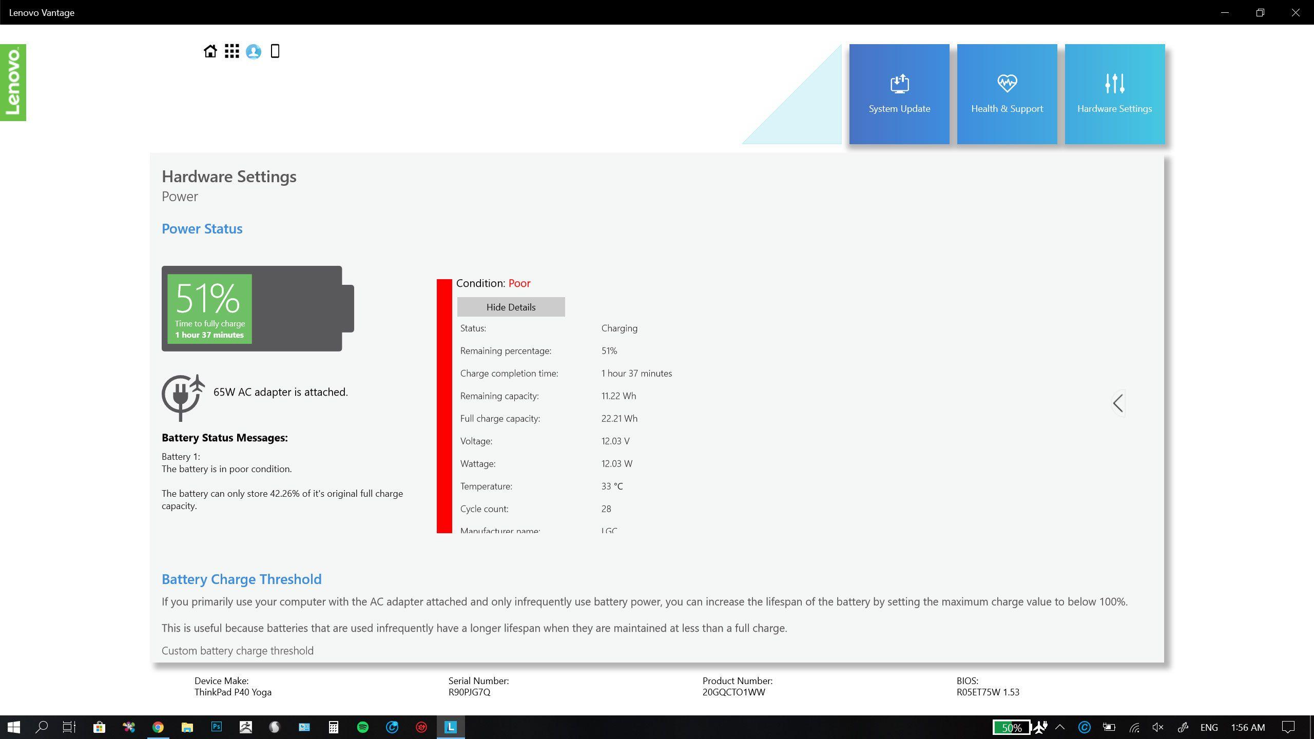 Lenovo Battery not charging